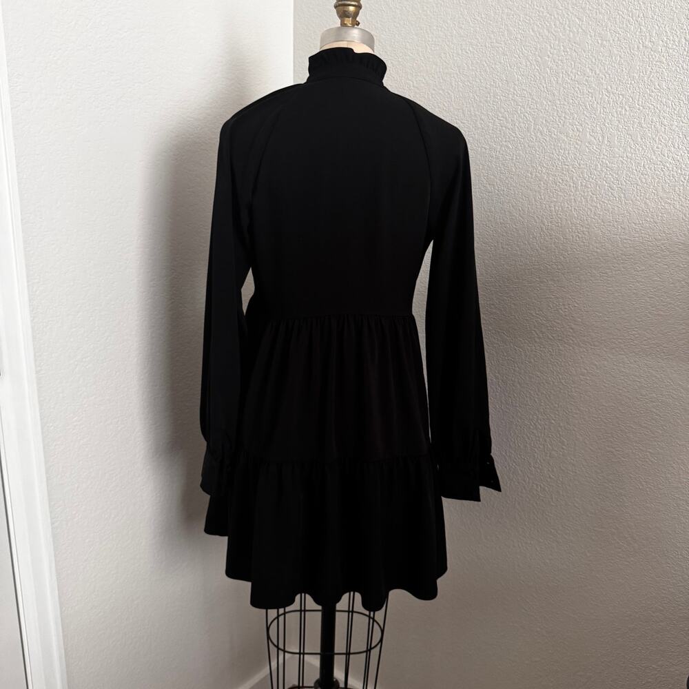 Amanda Uprichard Black Saffron Long Sleeve Tiered Ruffle Mini Dress XS Cocktail - Picture 3 of 11